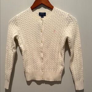 Girls M (8-12) Polo by Ralph Lauren Cable-Knit 100% Cotton Cardigan